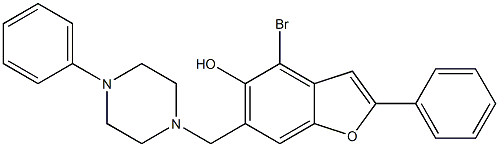 4-Bromo-2-phenyl-6-[(4-phenyl-1-piperazinyl)methyl]benzofuran-5-ol 结构式