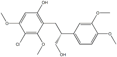 [R,(-)]-3-(3-Chloro-6-hydroxy-2,4-dimethoxyphenyl)-2-(3,4-dimethoxyphenyl)-1-propanol 结构式