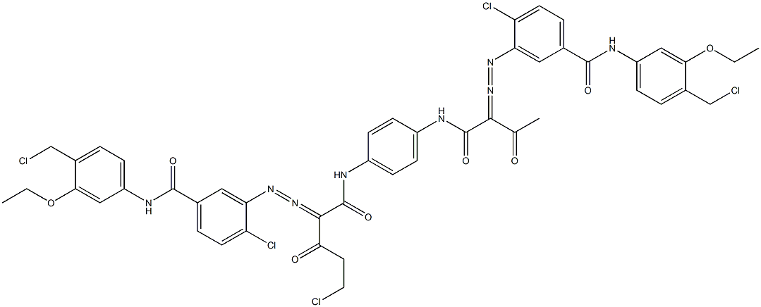 3,3'-[2-(Chloromethyl)-1,4-phenylenebis[iminocarbonyl(acetylmethylene)azo]]bis[N-[4-(chloromethyl)-3-ethoxyphenyl]-4-chlorobenzamide] 结构式