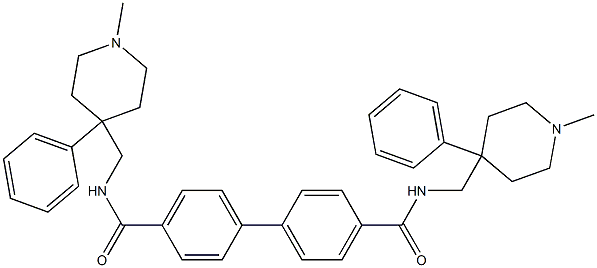 N,N'-Bis[(1-methyl-4-phenyl-4-piperidyl)methyl]-1,1'-biphenyl-4,4'-dicarboxamide 结构式