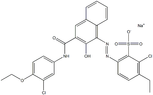 2-Chloro-3-ethyl-6-[[3-[[(3-chloro-4-ethoxyphenyl)amino]carbonyl]-2-hydroxy-1-naphtyl]azo]benzenesulfonic acid sodium salt 结构式