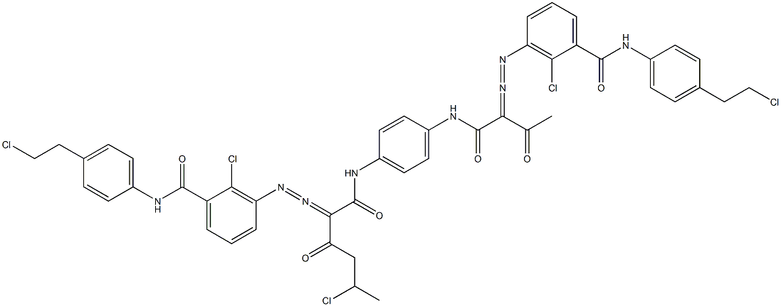 3,3'-[2-(1-Chloroethyl)-1,4-phenylenebis[iminocarbonyl(acetylmethylene)azo]]bis[N-[4-(2-chloroethyl)phenyl]-2-chlorobenzamide] 结构式