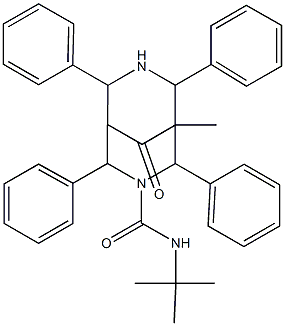 N-tert-Butyl-5-methyl-9-oxo-2,4,6,8-tetraphenyl-3,7-diazabicyclo[3.3.1]nonane-3-carboxamide 结构式