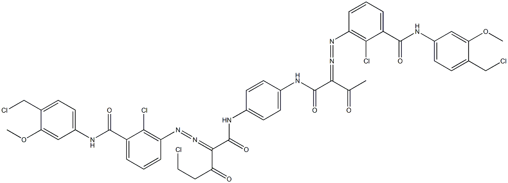 3,3'-[2-(Chloromethyl)-1,4-phenylenebis[iminocarbonyl(acetylmethylene)azo]]bis[N-[4-(chloromethyl)-3-methoxyphenyl]-2-chlorobenzamide] 结构式