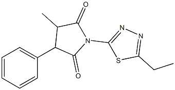 1-(5-Ethyl-1,3,4-thiadiazol-2-yl)-4-methyl-3-phenylpyrrolidine-2,5-dione 结构式