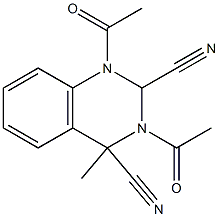 1,3-Diacetyl-4-methyl-1,2,3,4-tetrahydroquinazoline-2,4-dicarbonitrile 结构式