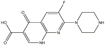 6-Fluoro-1,4-dihydro-4-oxo-7-(1-piperazinyl)-1,8-naphthyridine-3-carboxylic acid 结构式