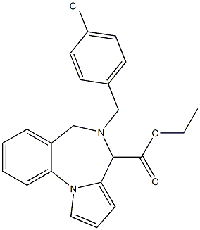 5-(4-Chlorobenzyl)-5,6-dihydro-4H-pyrrolo[1,2-a][1,4]benzodiazepine-4-carboxylic acid ethyl ester 结构式