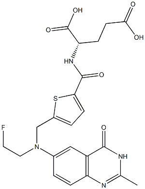 (S)-2-[5-[[N-[(3,4-Dihydro-2-methyl-4-oxoquinazolin)-6-yl]-N-(2-fluoroethyl)amino]methyl]-2-thienylcarbonylamino]glutaric acid 结构式