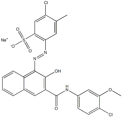 3-Chloro-4-methyl-6-[[3-[[(4-chloro-3-methoxyphenyl)amino]carbonyl]-2-hydroxy-1-naphtyl]azo]benzenesulfonic acid sodium salt 结构式