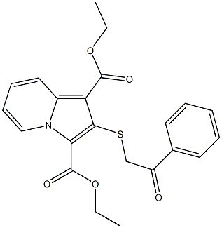 2-(2-Phenyl-2-oxoethylthio)indolizine-1,3-dicarboxylic acid diethyl ester 结构式