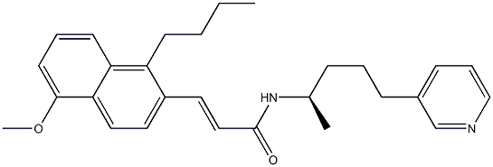 (E)-3-(1-Butyl-5-methoxynaphthalen-2-yl)-N-[(R)-1-methyl-4-(3-pyridinyl)butyl]acrylamide 结构式