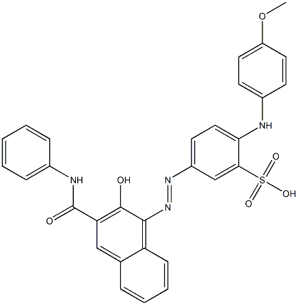 2-(p-Anisidino)-5-(2-hydroxy-3-phenylcarbamoyl-1-naphtylazo)-1-benzenesulfonic acid 结构式