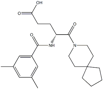 (R)-4-(3,5-Dimethylbenzoylamino)-5-oxo-5-(8-azaspiro[4.5]decan-8-yl)valeric acid 结构式