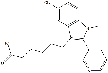 5-Chloro-1-methyl-2-(3-pyridyl)-1H-indole-3-hexanoic acid 结构式