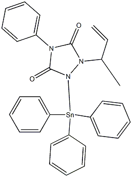 4-Phenyl-1-(1-methylallyl)-2-(triphenylstannyl)-1,2,4-triazolidine-3,5-dione 结构式