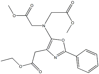 2-(Phenyl)-5-bis(methoxycarbonylmethyl)aminooxazole-4-acetic acid ethyl ester 结构式