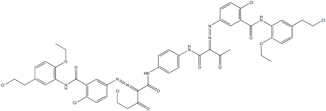 3,3'-[2-(Chloromethyl)-1,4-phenylenebis[iminocarbonyl(acetylmethylene)azo]]bis[N-[3-(2-chloroethyl)-6-ethoxyphenyl]-6-chlorobenzamide] 结构式