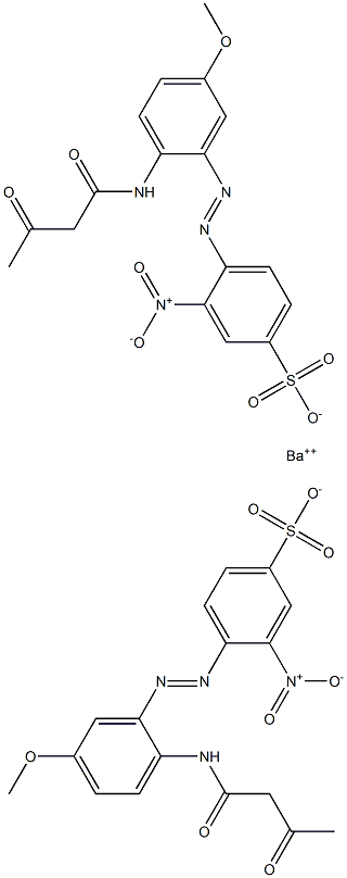 Bis[4-[2-(1,3-dioxobutylamino)-5-methoxyphenylazo]-3-nitrobenzenesulfonic acid]barium salt 结构式