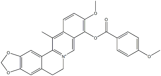 5,6-Dihydro-10-methoxy-9-(4-methoxybenzoyloxy)-13-methylbenzo[g]-1,3-benzodioxolo[5,6-a]quinolizinium 结构式