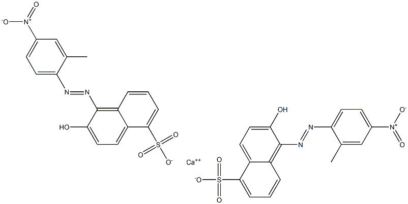 Bis[1-[(2-methyl-4-nitrophenyl)azo]-2-hydroxy-5-naphthalenesulfonic acid]calcium salt 结构式