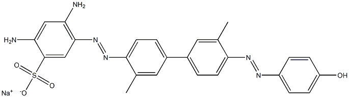 2,4-Diamino-5-[[4'-[(4-hydroxyphenyl)azo]-3,3'-dimethyl-1,1'-biphenyl-4-yl]azo]benzenesulfonic acid sodium salt 结构式