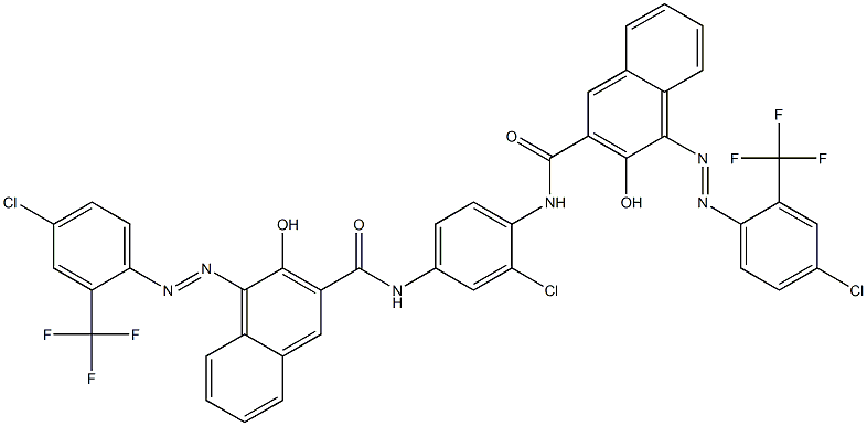 N,N'-(2-Chloro-1,4-phenylene)bis[1-[[4-chloro-2-(trifluoromethyl)phenyl]azo]-2-hydroxy-3-naphthalenecarboxamide] 结构式