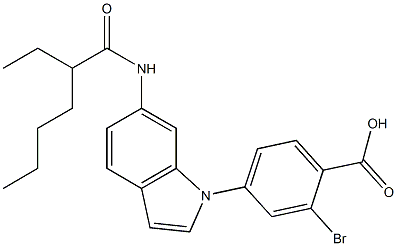 4-[6-(2-Ethylhexanoylamino)-1H-indol-1-yl]-2-bromobenzoic acid 结构式