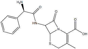 7-[(R)-2-Amino-2-phenylacetylamino]-3-methyl-8-oxo-5-thia-1-azabicyclo[4.2.0]oct-2-ene-2-carboxylic acid 结构式