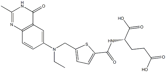 (S)-2-[5-[[N-[(3,4-Dihydro-2-methyl-4-oxoquinazolin)-6-yl]-N-ethylamino]methyl]-2-thienylcarbonylamino]glutaric acid 结构式