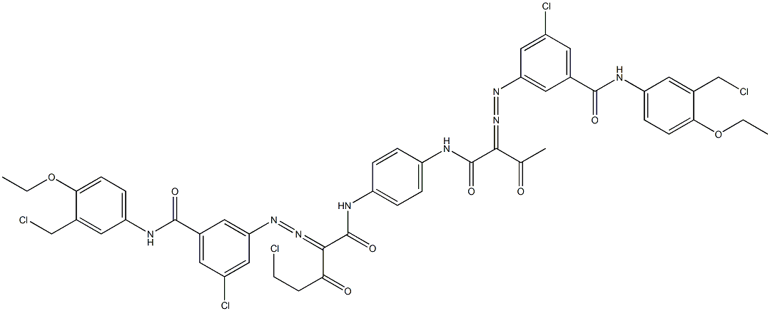 3,3'-[2-(Chloromethyl)-1,4-phenylenebis[iminocarbonyl(acetylmethylene)azo]]bis[N-[3-(chloromethyl)-4-ethoxyphenyl]-5-chlorobenzamide] 结构式