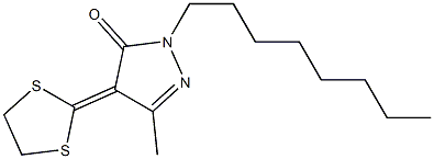 1-Octyl-3-methyl-4-(1,3-dithiolan-2-ylidene)-1H-pyrazol-5(4H)-one 结构式