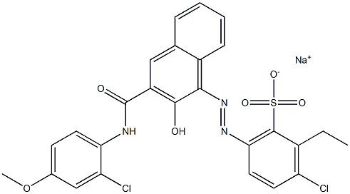 3-Chloro-2-ethyl-6-[[3-[[(2-chloro-4-methoxyphenyl)amino]carbonyl]-2-hydroxy-1-naphtyl]azo]benzenesulfonic acid sodium salt 结构式