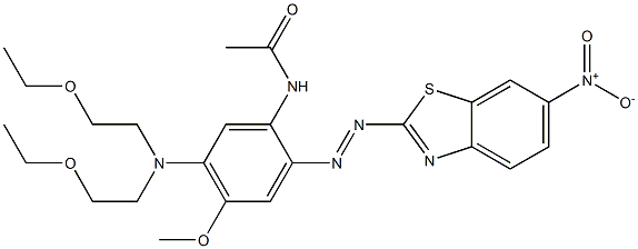 5'-[Bis(2-ethoxyethyl)amino]-4'-methoxy-2'-(6-nitro-2-benzothiazolylazo)acetanilide 结构式