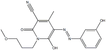 1,2-Dihydro-6-hydroxy-5-(m-hydroxyphenylazo)-1-(3-methoxypropyl)-4-methyl-2-oxopyridine-3-carbonitrile 结构式