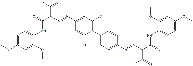 4,4'-Bis[[1-(2,4-dimethoxyphenylamino)-1,3-dioxobutan-2-yl]azo]-2,6-dichloro-1,1'-biphenyl 结构式