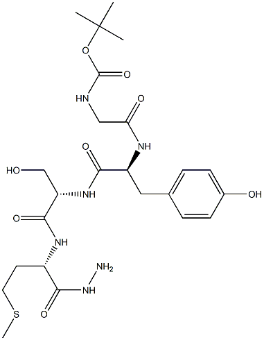 N-[N-[N-(N-tert-Butoxycarbonylglycyl)-L-tyrosyl]-L-seryl]-L-methionine hydrazide 结构式