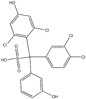 (3,4-Dichlorophenyl)(2,6-dichloro-4-hydroxyphenyl)(3-hydroxyphenyl)methanesulfonic acid 结构式