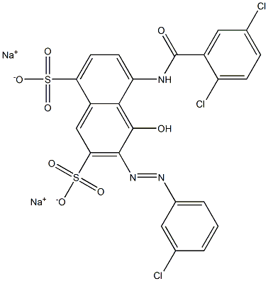 3-[(3-Chlorophenyl)azo]-5-[(2,5-dichlorobenzoyl)amino]-4-hydroxynaphthalene-2,8-disulfonic acid disodium salt 结构式