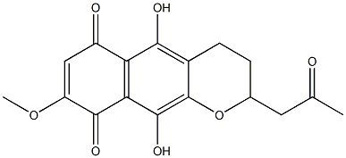 3,4-Dihydro-5,10-dihydroxy-8-methoxy-2-(2-oxopropyl)-2H-naphtho[2,3-b]pyran-6,9-dione 结构式