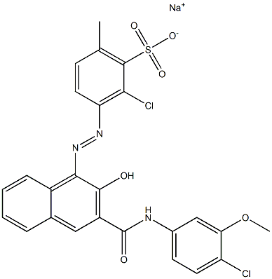 2-Chloro-6-methyl-3-[[3-[[(4-chloro-3-methoxyphenyl)amino]carbonyl]-2-hydroxy-1-naphtyl]azo]benzenesulfonic acid sodium salt 结构式