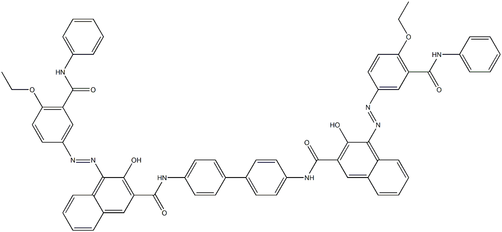 N,N'-(1,1'-Biphenyl-4,4'-diyl)bis[4-[[4-ethoxy-5-(phenylcarbamoyl)phenyl]azo]-3-hydroxy-2-naphthalenecarboxamide] 结构式