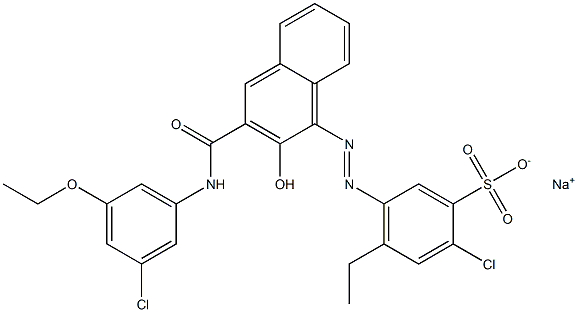 2-Chloro-4-ethyl-5-[[3-[[(3-chloro-5-ethoxyphenyl)amino]carbonyl]-2-hydroxy-1-naphtyl]azo]benzenesulfonic acid sodium salt 结构式