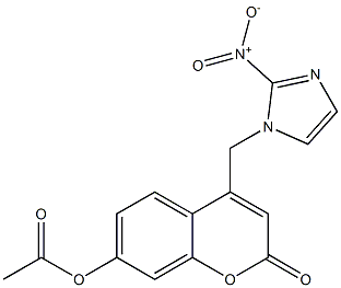 7-Acetoxy-4-[(2-nitro-1H-imidazol-1-yl)methyl]-2H-1-benzopyran-2-one 结构式