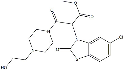 2-[5-Chloro-2-oxobenzothiazol-3(2H)-yl]-2-[4-(2-hydroxyethyl)piperazin-1-ylcarbonyl]acetic acid methyl ester 结构式