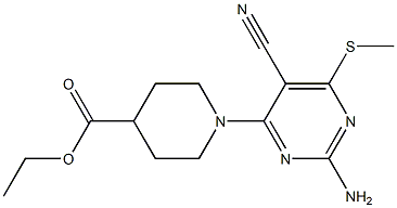 1-[2-Amino-5-cyano-6-(methylthio)pyrimidin-4-yl]piperidine-4-carboxylic acid ethyl ester 结构式