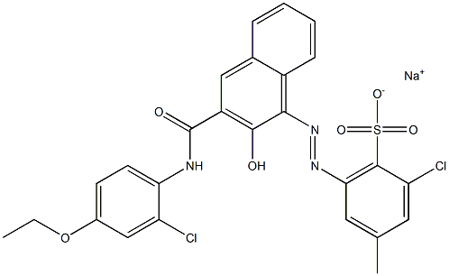 2-Chloro-4-methyl-6-[[3-[[(2-chloro-4-ethoxyphenyl)amino]carbonyl]-2-hydroxy-1-naphtyl]azo]benzenesulfonic acid sodium salt 结构式