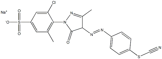3-Chloro-4-[5-oxo-4,5-dihydro-3-methyl-4-[(4-thiocyanatophenyl)azo]-1H-pyrazol-1-yl]-5-methylbenzenesulfonic acid sodium salt 结构式