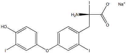 (S)-2-Amino-3-[4-(4-hydroxy-3-iodophenoxy)-2-iodophenyl]-2-iodopropanoic acid sodium salt 结构式