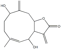 3a,4,7,8,9,10,11,11a-Octahydro-4,9-dihydroxy-6-methyl-3,10-bis(methylene)cyclodeca[b]furan-2(3H)-one 结构式